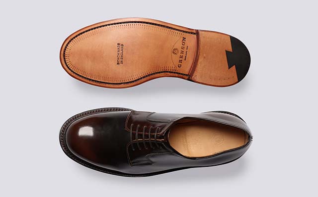 Grenson Camden Mens Derby Shoes in Dark Brown Leather GRS114140